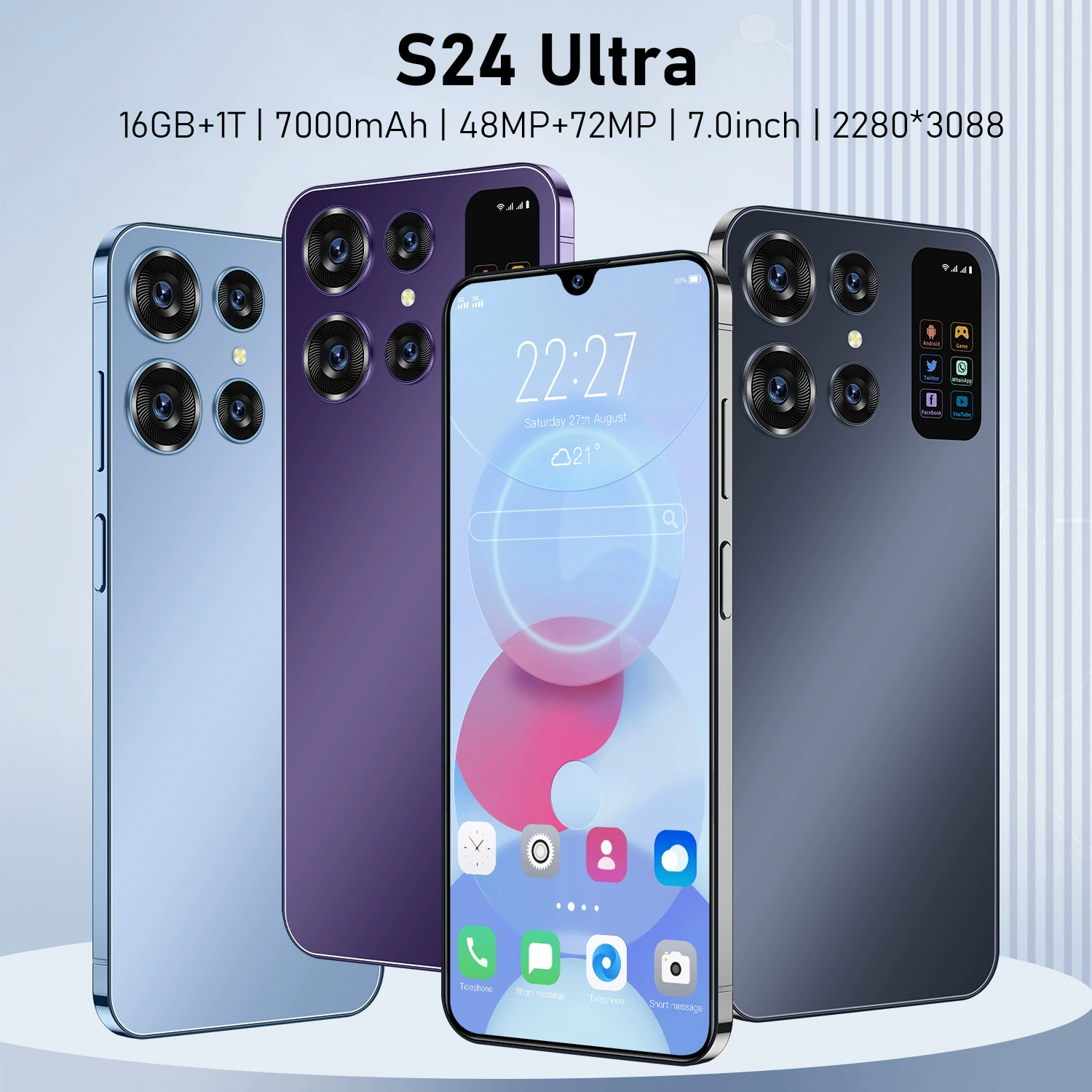 2024 Кросс-граница Глобальный поставщик S24 Ultra иностранной торговли мобильный телефон с большой памятью 16+1ТБ, источник производителей