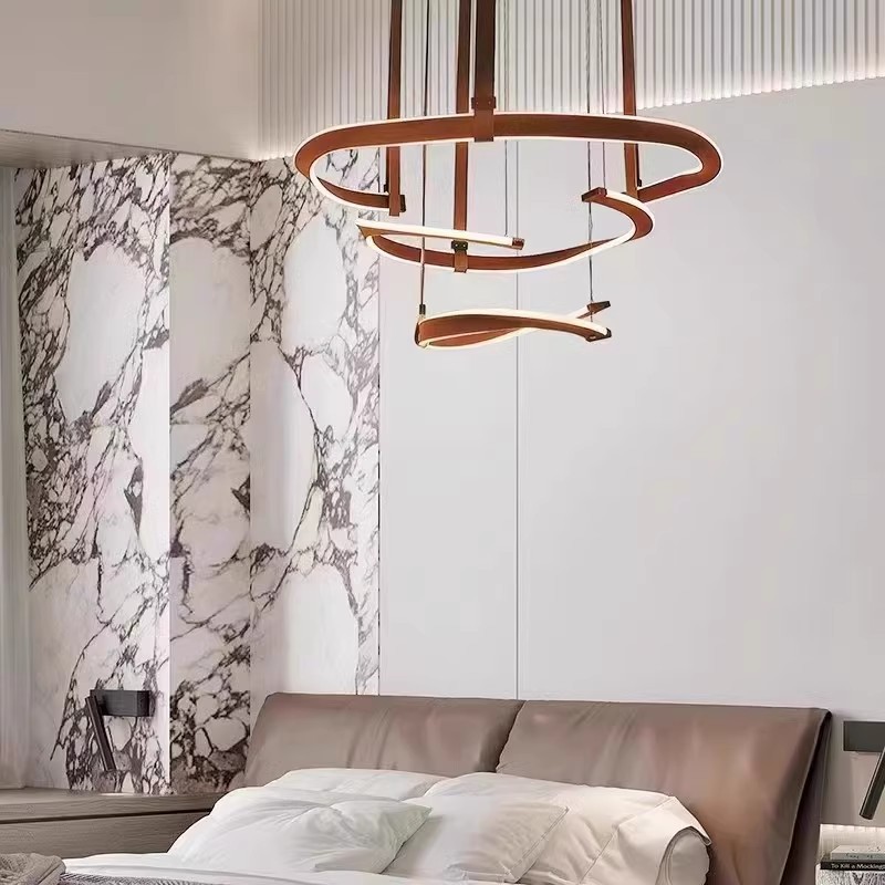 Lámpara de la sala de estar minimalista italiana después de la villa moderna elegir alto comedor de cuero anillo de vestíbulo luz principal lujosa