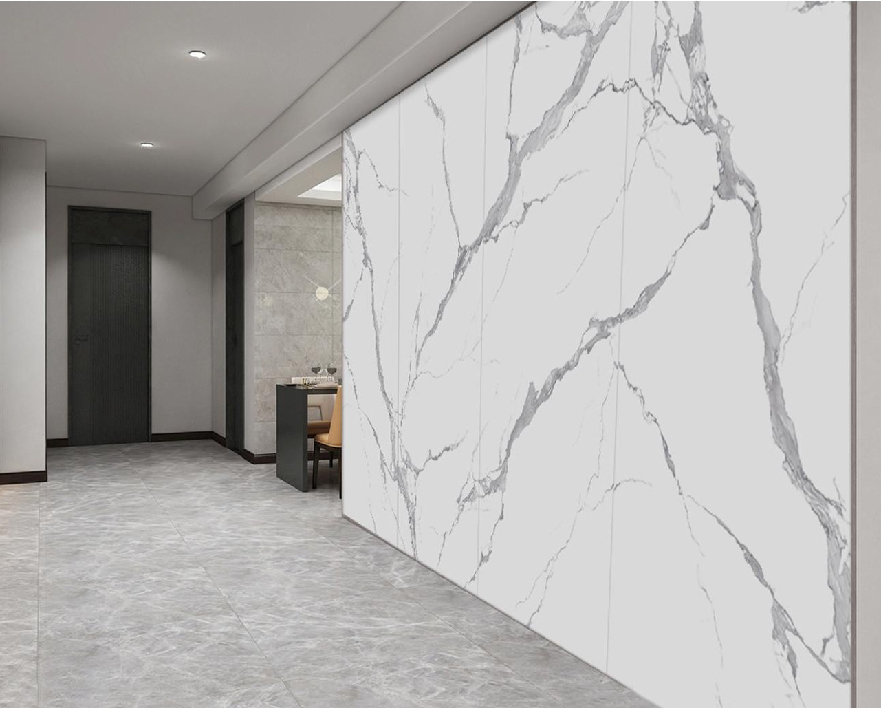 PET高光大理石木饰面背景墙装修效果图 