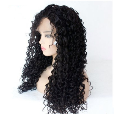 Pelucas europeas y americanas 2 # cabello de muñeca inclinado pequeño rollo largo cabello rizado fibra de encaje medio gancho de mano cubierta LW0176