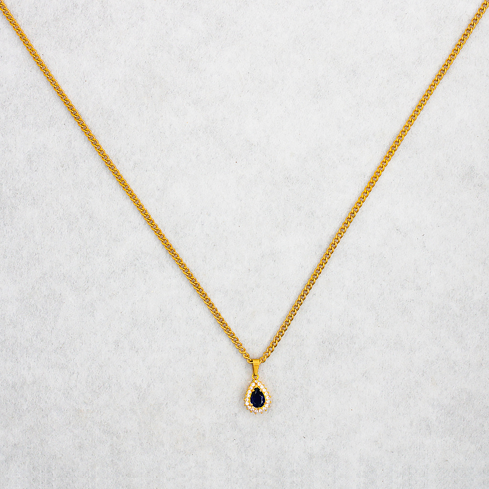 Retro Water Droplets Titanium Steel Inlay Zircon Pendant Necklace 1 Piece