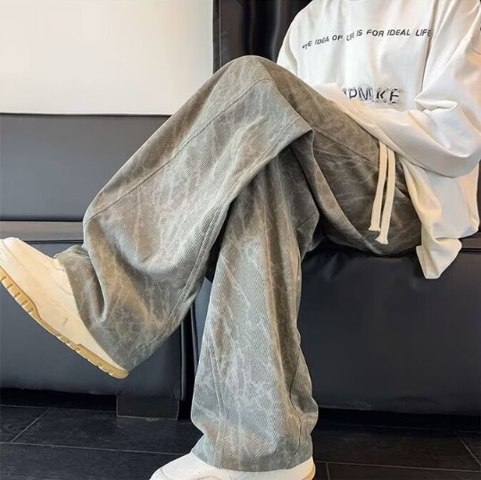 裤子加绒男潮流百搭2025大码潮牌胖子ins宽松抽绳直筒运动休闲裤|undefined