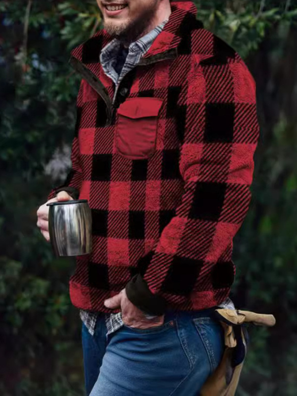 Amazon 2024 European and American Foreign Trade Independent Station Fall/Winter Men's Casual Flannel Plush Sweat Button Pocket Sweat Amazon 2024 European and American Foreign Trade Independent Station Fall/Winter Men's Casual Flannel Plush Sweat Button Pocket Sweat