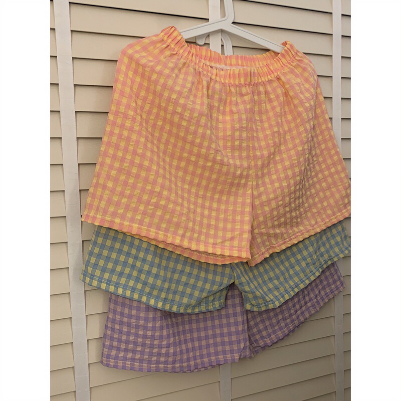 chubby girl Plaid Pajama Pants Women's Summer Comfortable Walking Pants Thin Casual Shorts Women's Home Pants Outer Wear