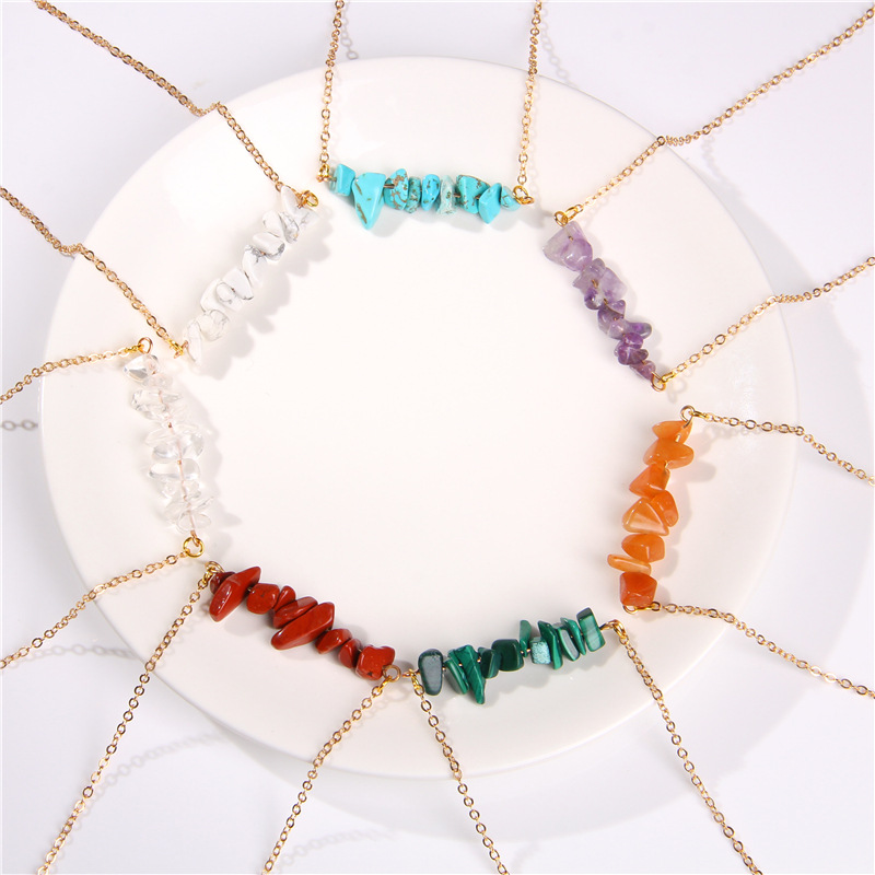 Irregular Pattern Vacation Irregular Alloy Natural Stone Necklace 1 Piece