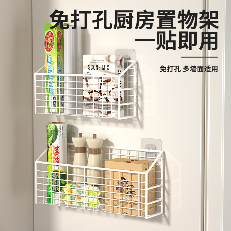 Kitchen Cabinet Door Storage Box, Wall-Mounted, No-Drill Required, Plastic Wrap Holder for Cabinets, Bathroom Storage Rack, Kitchen Storage