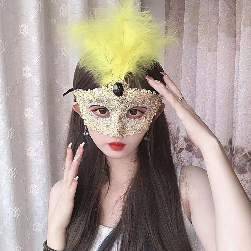 Princesa de media cara Máscara de plumas de estilo antiguo Masquerade Show Fotografía COS Artículos sexuales Suministros de Halloween