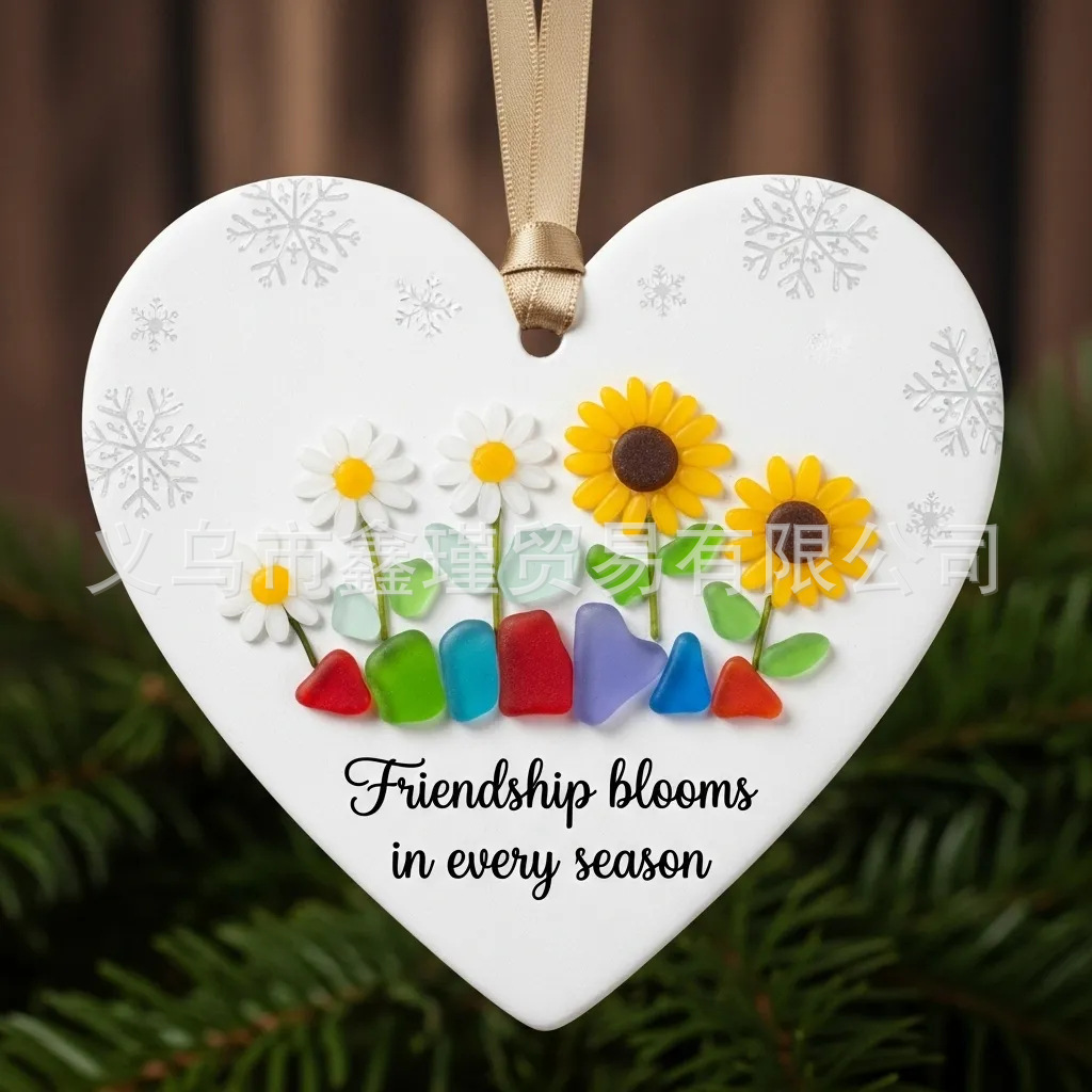 Nuevos productos transfronterizos de fondo blanco plano amistad de Navidad acrílico decoración de automóviles colgante amor Santa colgante