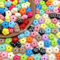 ペイントフラットカボチャフラワービーズストレートホールアクリル DIY ソリッドカラーファットフラワー 5 花びらルースビーズ携帯電話チェーンジュエリーパーツ