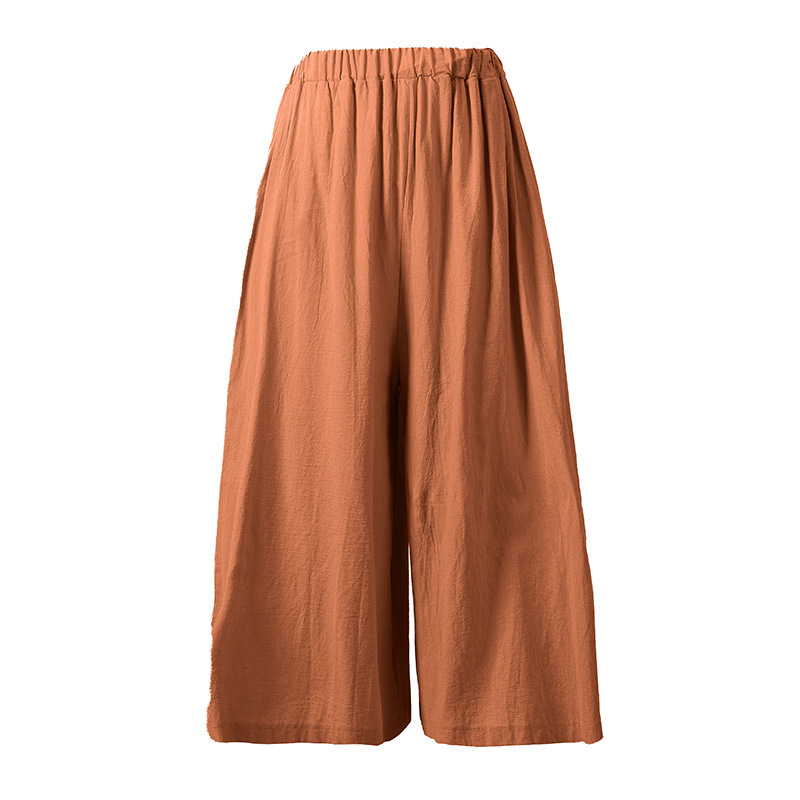 210g Weight Full Length Pants Length Cotton and Linen Fabric Type High Waist Waist Line Wide Leg Pants Pants Type Daily Occasion Comfort Function Loose Version Solid Color Pattern Summer, Spring, Autumn Season Women's Gender Pleated Design Simple Style Style Simple Style Solid Color Pants Cotton And Linen Pleated Wide Leg Pants Bottoms