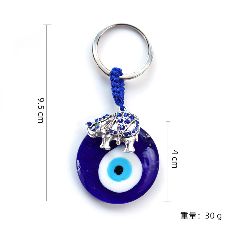 Cruz De La Frontera estilo turco griego ojos azules colgante llavero colgante de diamante incrustado ojo oblicuo joyería del ojo del diablo al por mayor