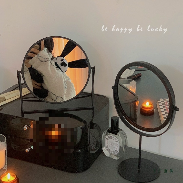 高颜值ins风小镜子化妆镜桌面可立学生家用台式梳妆镜宿舍单面镜