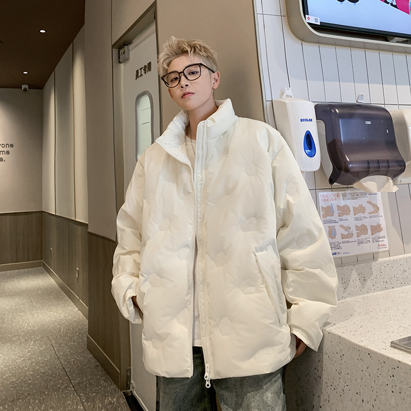 다운 재킷 남자 2024 년 겨울 새로운 두꺼운 따뜻한 화이트 덕 다운 재킷 올 매치 루즈 캐쥬얼 칼라 재킷