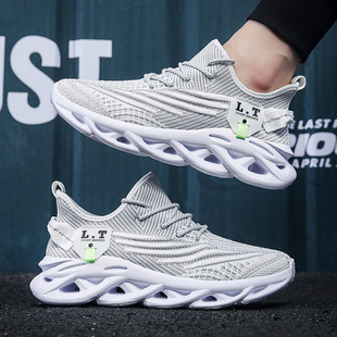 Putian Coconut Shoes Men's Shoes New Breathable Flying Weaving Fabric Surface Soft Bottom Shock Absorbing All-match Sports Leisure Running Shoes Trendy