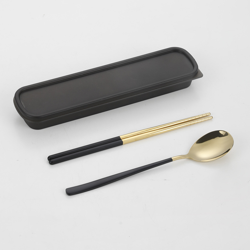 304 vajilla de acero inoxidable cuchara coreana tenedor palillos estudiante portátil conjunto de tres piezas traje creativo regalo puede ser logotipo personalizado