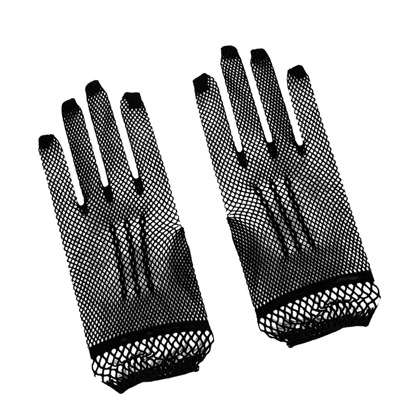 Guantes de malla con tres rayas para mujer, guantes de red sexys de encaje para discoteca, guantes para vestido de novia, guantes para actuaciones en escenario