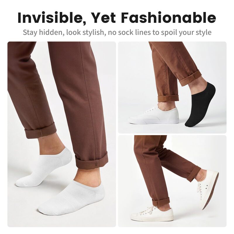 Pure cotton men's invisible socks, low-cut and ankle-length, with non-slip silicone, casual short socks, versatile for daily use, do not chafe the feet