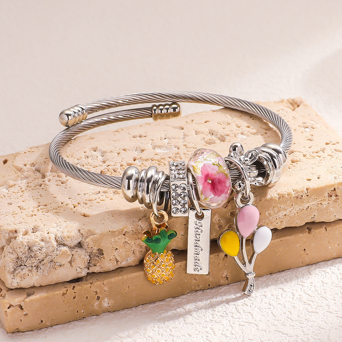 OMEDORA creativo multi-elemento piña colgante ajustable pulsera aleación goteo accesorios de pulsera plateada image 5