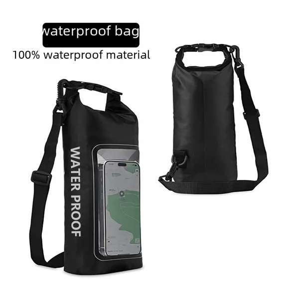 Amazon new 2L waterproof bag outdoor diagonal bag 2-in -1 mobile phone waterproof bag PVC swimming waterproof bag