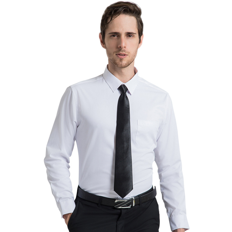 Camisa slim fit de primavera y otoño para hombres ropa formal camisa blanca de manga larga de color sólido para hombres Top casual ropa de hombre de negocios para hombres de moda