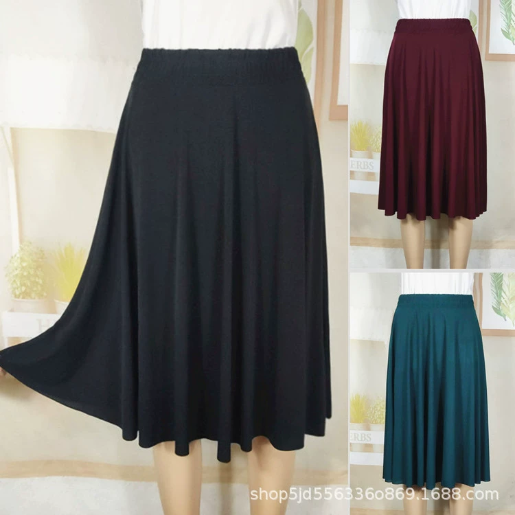 Новая летняя женская короткая юбка среднего и пожилого возраста, тонкая солнцезащитная юбка, юбка для пожилых людей, бамбуковая угольная хлопковая квадратная танцевальная юбка