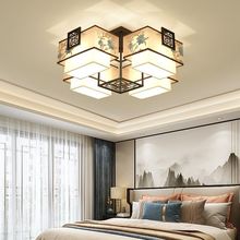 新中式客厅吸顶灯现代简约大气禅意刺绣卧室灯中国风书房餐厅灯具