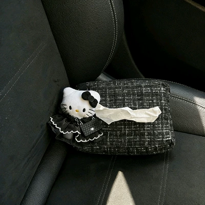 High-End Gift Dress Kt Cat Car tissue box/set - black-gauze-skirt-small-sachet-little-black-cat-black-small-fragrant-tissue-bag