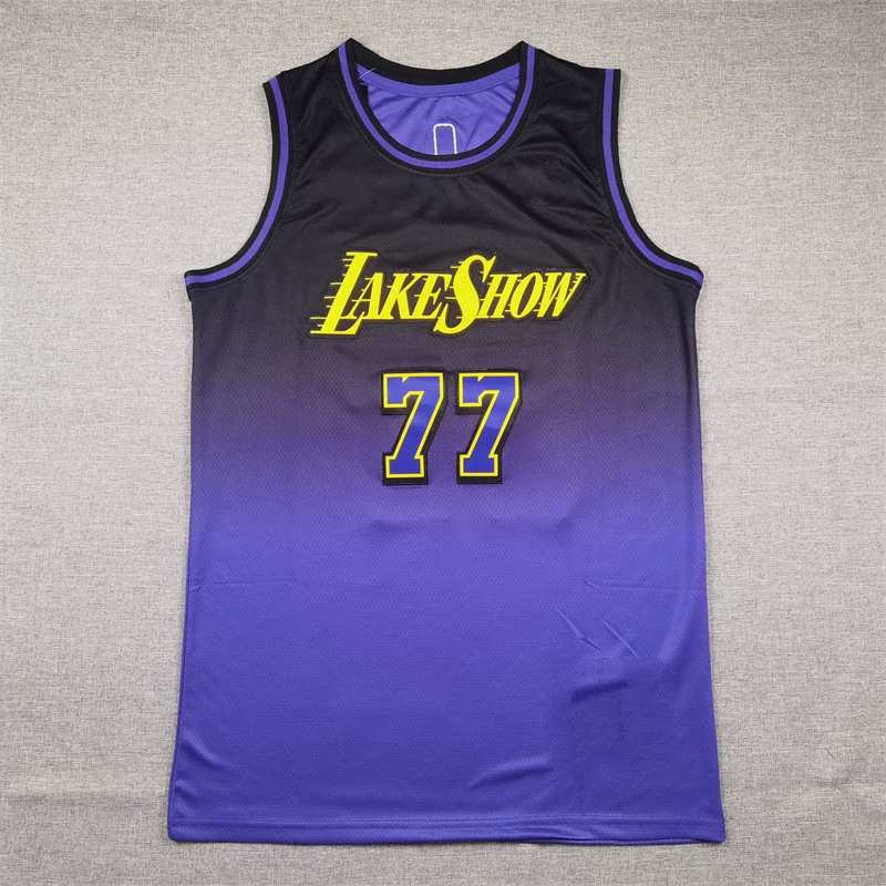 Жилет баскетбольной формы Lakers с вышивкой для внешней торговли оптом 77# 77# Лука Дончич