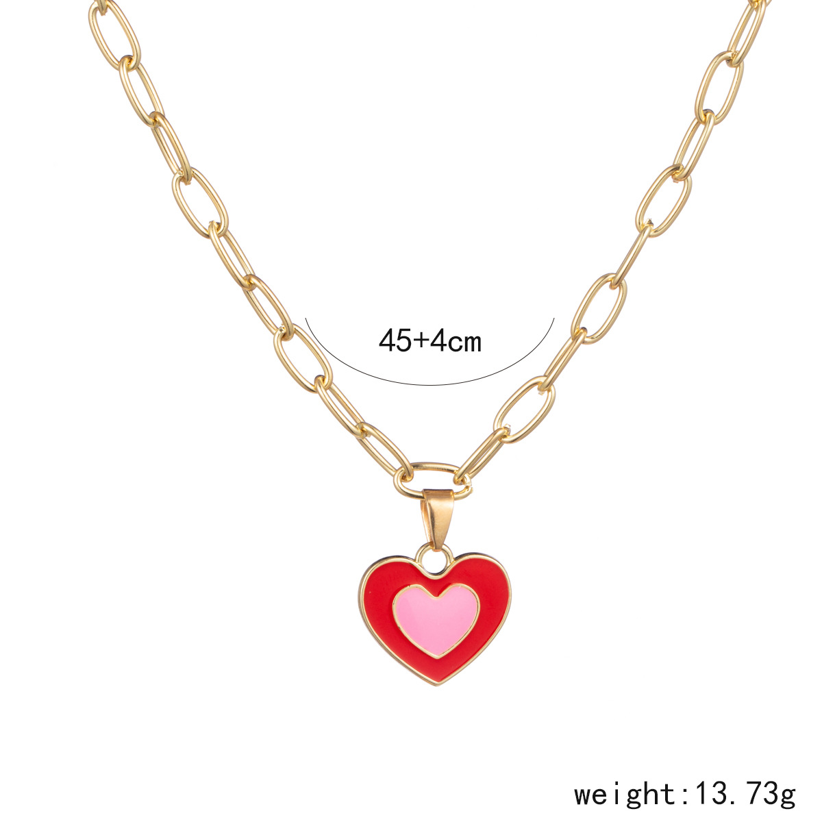 European And American New Heart-shaped Simple Dripping Color Matching Double Heart Necklace display picture 15