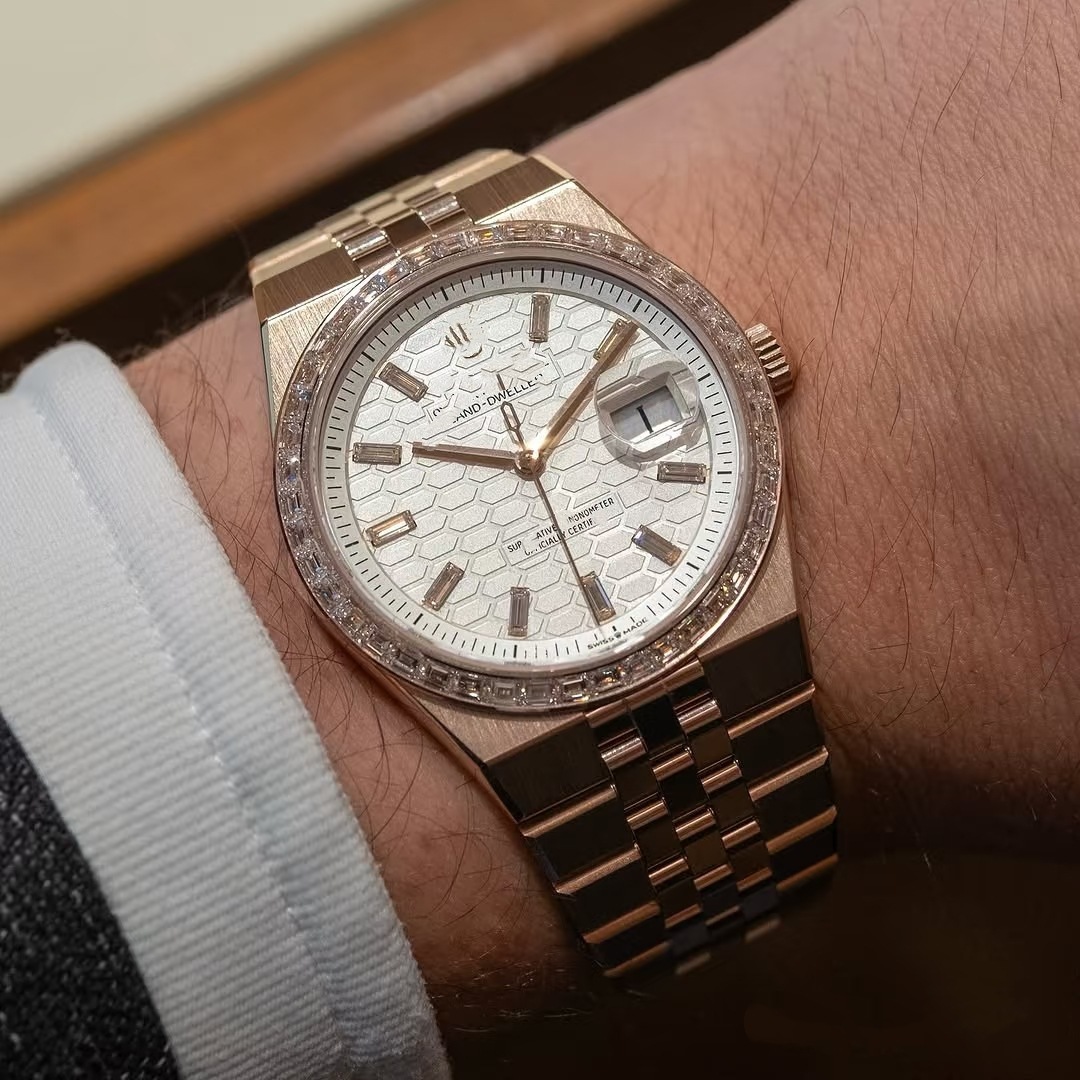 Laojia Royal Oak Land Type Honeycomb Dial Diamond Fully Automatic Mechanical Watch Men's Business Calendar Women's Watch Cross-Border