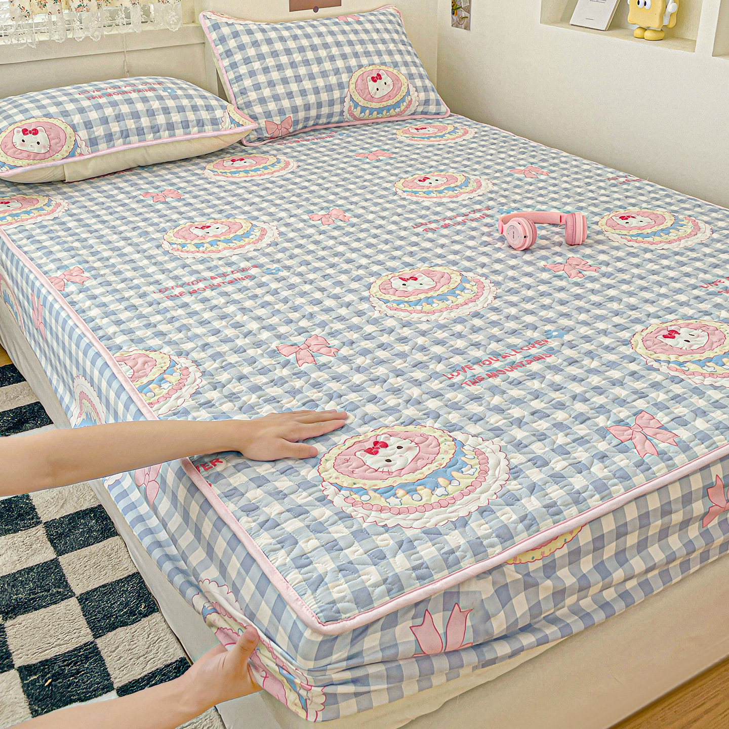 Summer Washed Cotton Fitted Sheet Cover Single Piece 2026 New Quilted Bed Cover Simmons Mattress Cover Protector Three-Piece Set