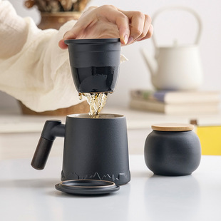 Tea separation cup cup ceramic cup high color value bubble cup office mug with lid festival gift wholesale