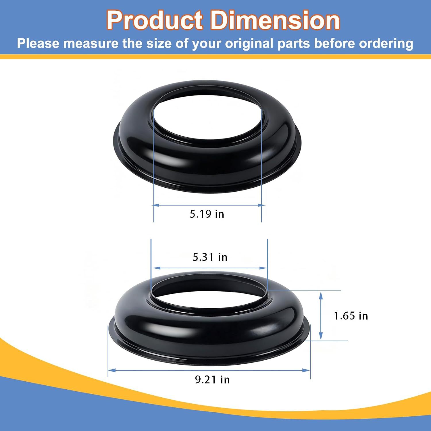 PA030002BK Round burner drip tray replacement, compatible with Viking series gas stoves and ovens