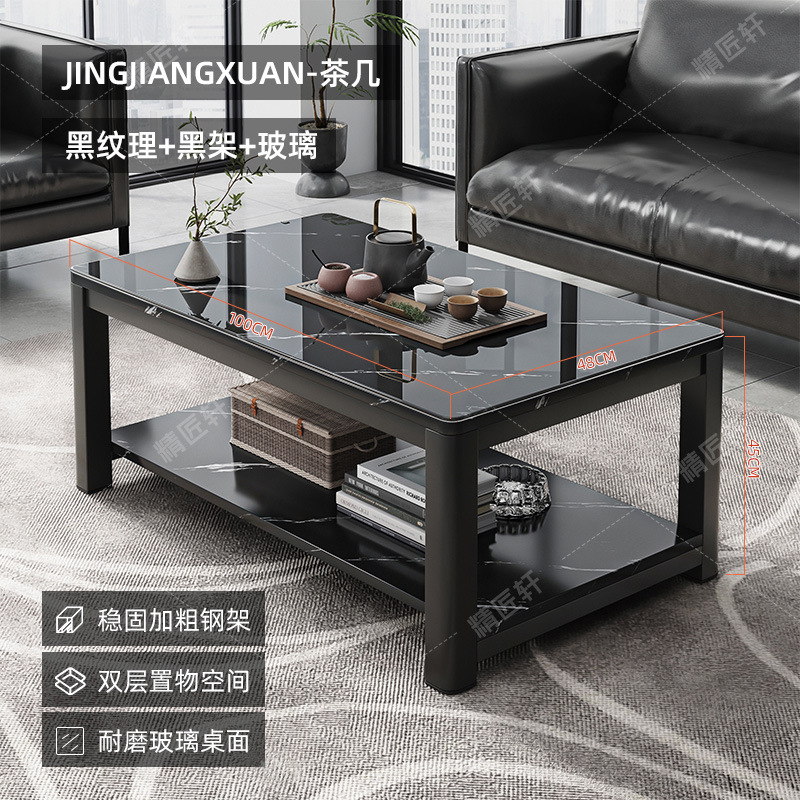 [40MM 두께의 강철 다리 업그레이드 유리 조리대] 100CM 블랙 질감 색상