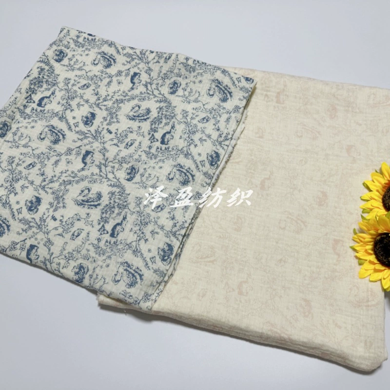 40-счетная хлопчатобумажная ткань с пузырьками, двухслойная ткань с эффектом морщин, новая популярная пижама с цветочным принтом, домашняя одежда, детская одежда для младенцев и маленьких детей