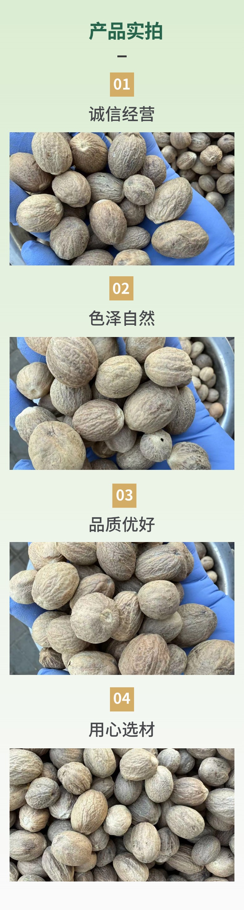 Dried Nutmeg Whole Spice Rou Dou Kou for Mulled Wine Braised Meat and Hot Pot 500g specifications