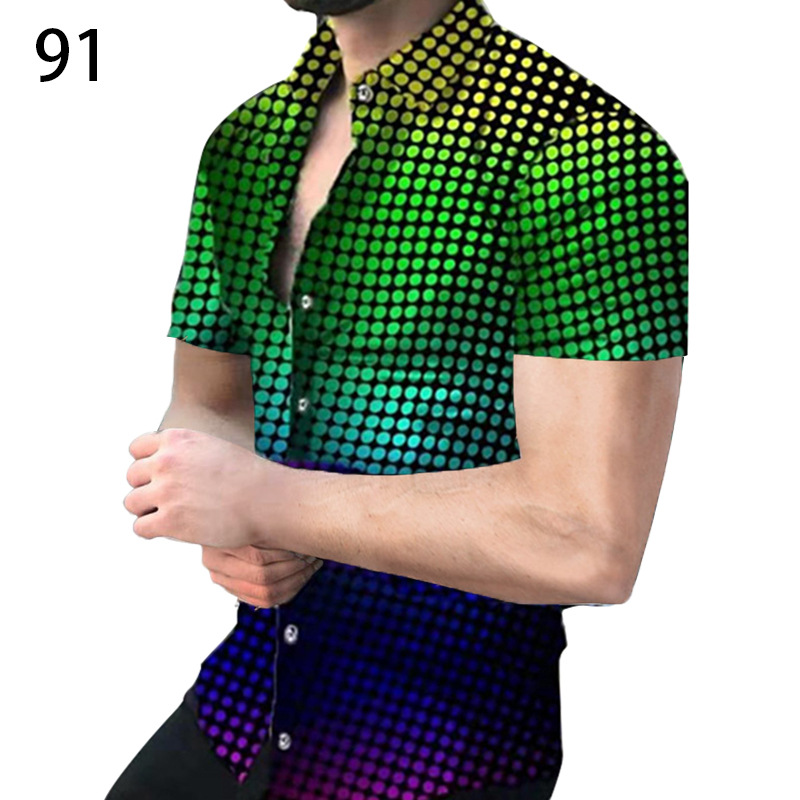 2023 Comercio exterior europeo y americano de los hombres de primavera nueva manga corta impresa casual solapa más tamaño camisa de los hombres