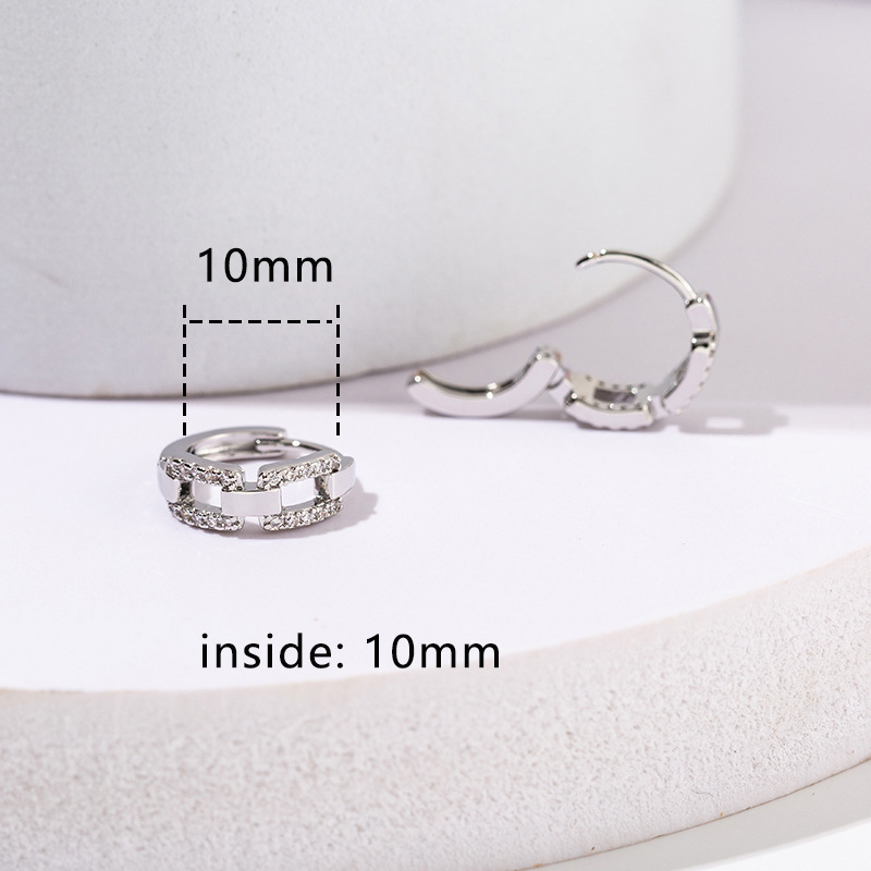 Artificial Gemstones Inlay Material 1 Pair Elegant Simple Style Geometric Copper Artificial Gemstones Hoop Earrings