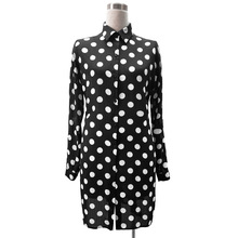 梭織女裝加工廠小批量貼牌春夏時尚女裝波點加長襯衣