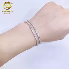 European and American jewelry 2-5mm 925 silver hip-hop single row tennis chain moissanite bracelet for women Tennis Bracelet