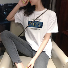 白色短袖t恤女夏季新款韩版大码宽松bf半袖网红ins潮牌5005