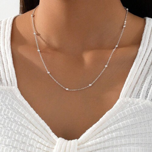 Best-selling cross-border temperament versatile fresh round bead chain girls necklace long sweater chain accessories 