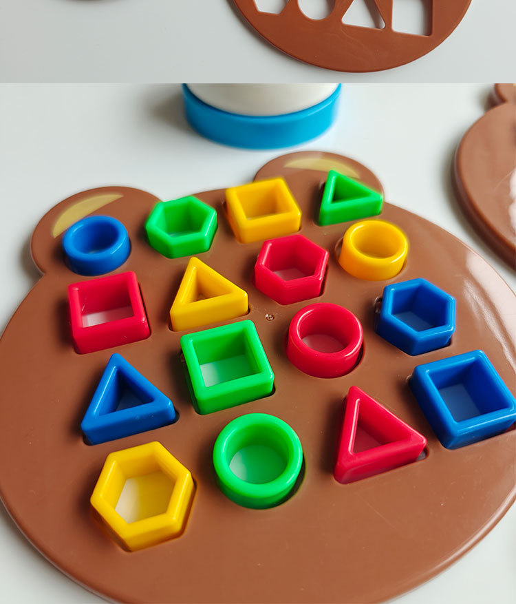 Mini Ayı Eşleştirme Çocuk Erken Eğitim Zeka Geometrik Şekil Montessori Eğitimi Düşünme Antrenmanı Blok Rekabet Oyunu