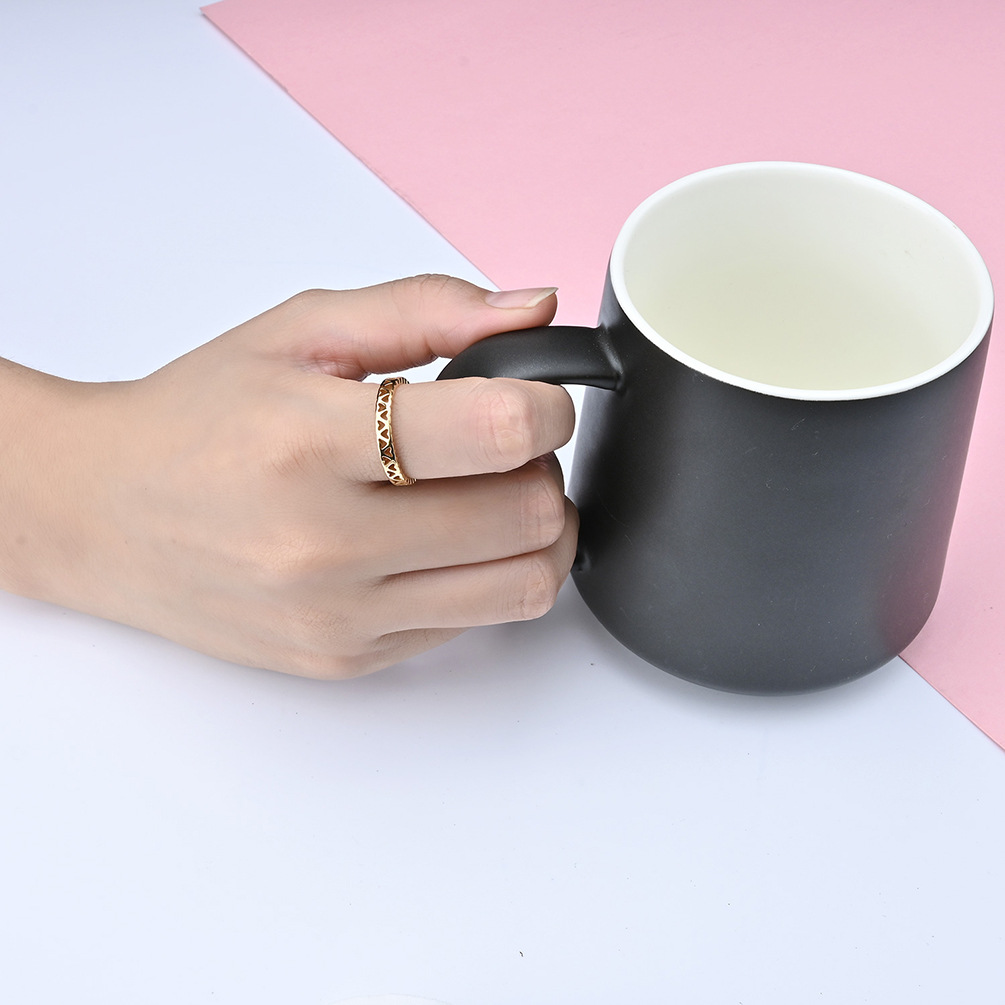 Simple Style Heart Shape Titanium Steel Polishing Hollow Out Rings 1 Piece