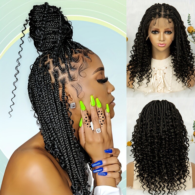 16inch Lace Wig Bohemian Style Three-Strand Full Lace Crochet Hair Synthetic Fiber Wig 16inch Lace Wig Bohemian Style Three-Strand Full Lace Crochet Hair Synthetic Fiber Wig