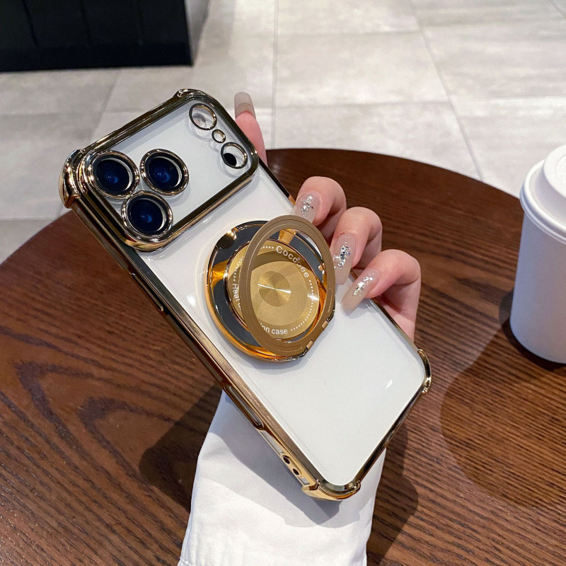 适用iPhone17PROMAX手机壳金属旋转支架磁吸苹果16气囊四角防摔硬|undefined