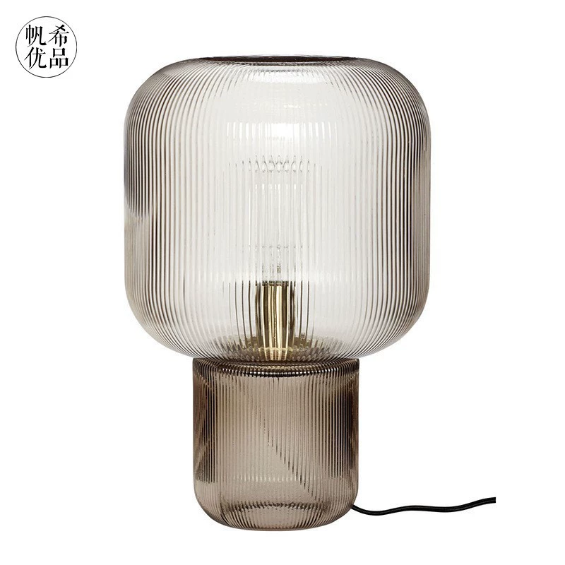 Glass table lamp — Scandinavian modern bedside lamp, warm light, button switch, multiple sizes