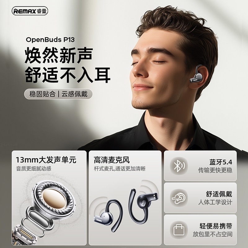 REMAX New Hanging Ear Wireless Headset ows Music Call Bluetooth Headset Long Life Good Sound Quality Headset