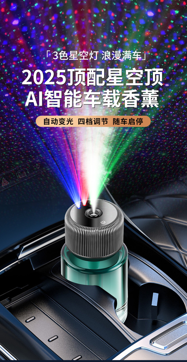 Car Aromatherapy Perfume Starry Sky Lamp Car Start and Stop Car Interior Supplies Car Light Fragrance High-End Car Fragrance