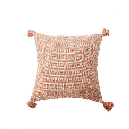 Xuai thickened new yarn-dyed cotton and linen texture striped plaid solid color tassel pillowcase wholesale in two sizes